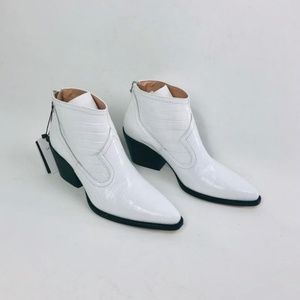 ZARA LEATHER COWBOY ANKLE BOOTS